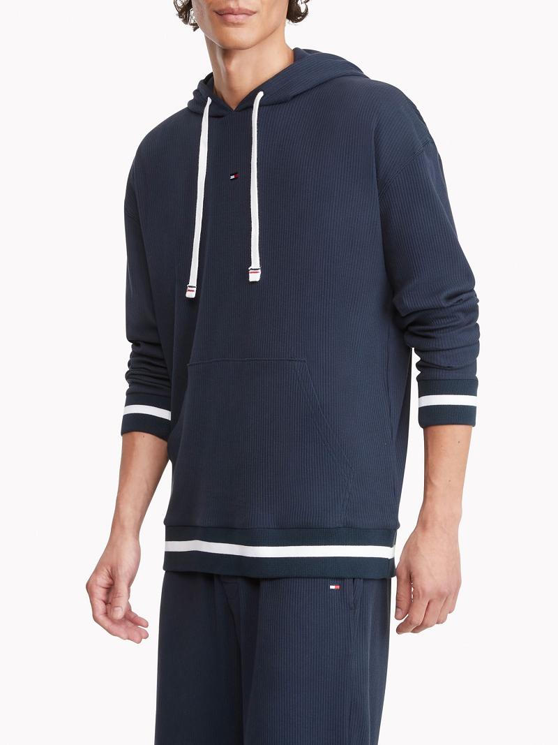 Férfi Tommy Hilfiger Lounge Hoodies Sötétkék | HU 1231RVD